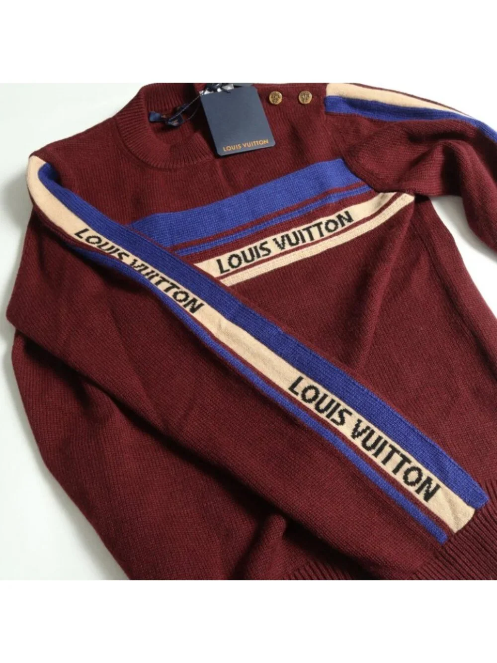 Louis Vuitton Knit Logo Shoulder Button Cashmere Sweater